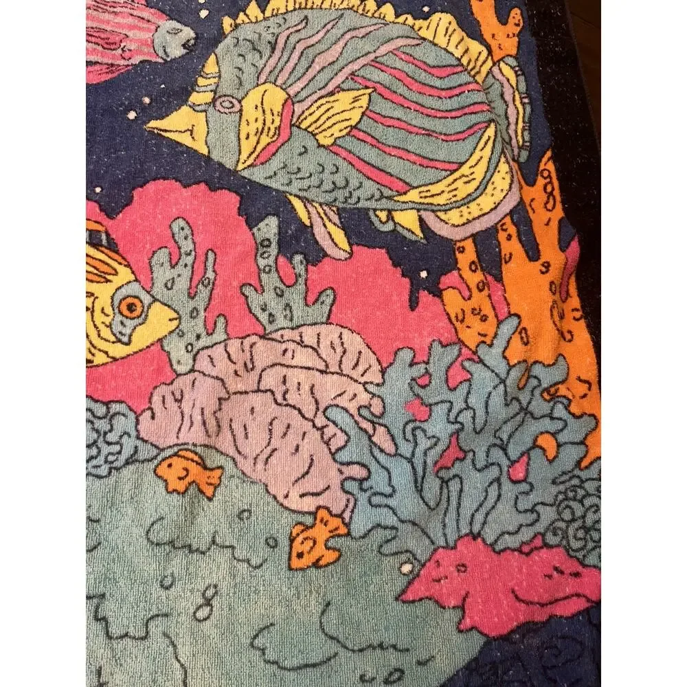 Cecil Saydah Vintage Beach Towel Tropical Fish Ocean Sea Life Coral Reef